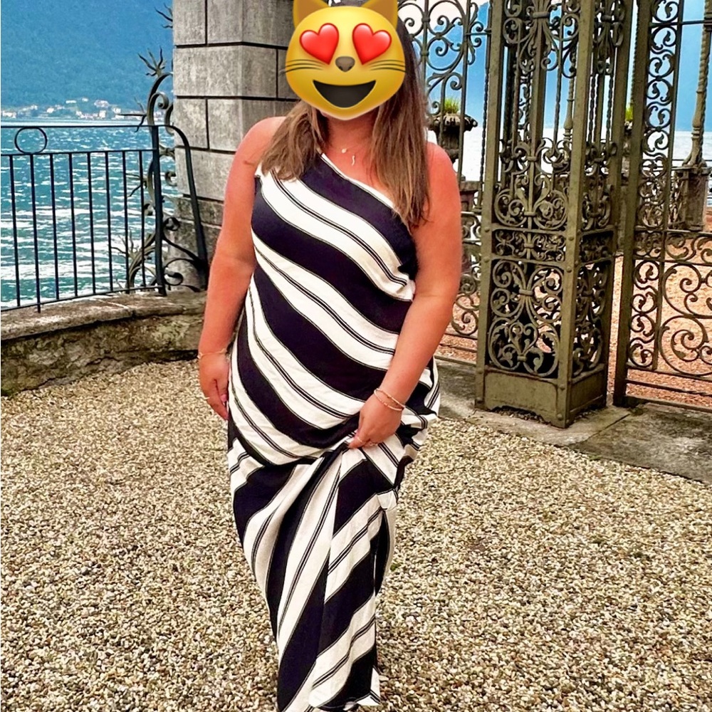 ELOQUII Elegant Black and White Striped Dress